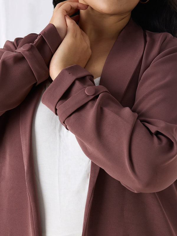 Zara Open Blazer - Mocha