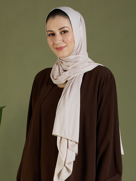CREAM RIBBED HIJAB