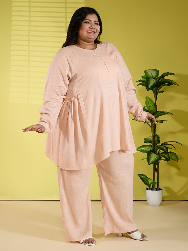 PEACH MUSE LINEN CORD SET