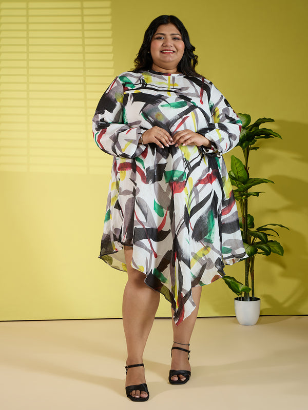 ZIVA ABSTRACT LINEN DRESS