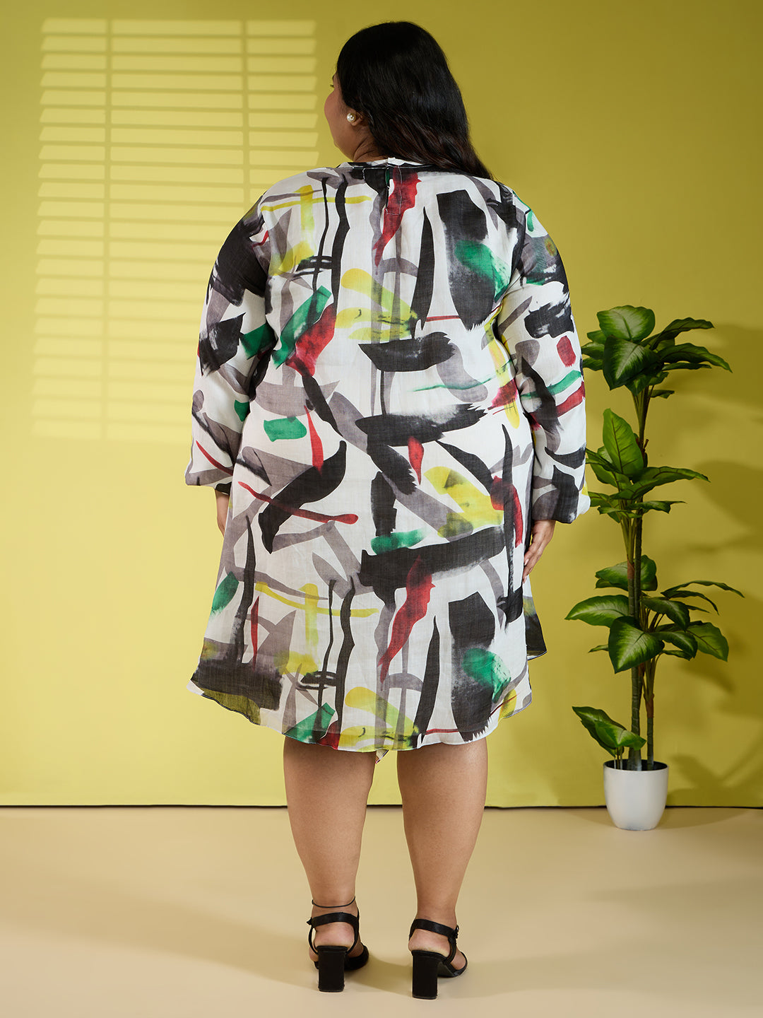 ZIVA ABSTRACT LINEN DRESS
