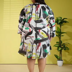 ZIVA ABSTRACT LINEN DRESS