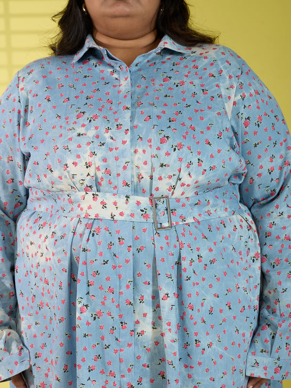 FLORA DENIM COTTON DRESS
