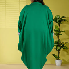 ANYA LINEN COWL DRESS - EMERALD GREEN