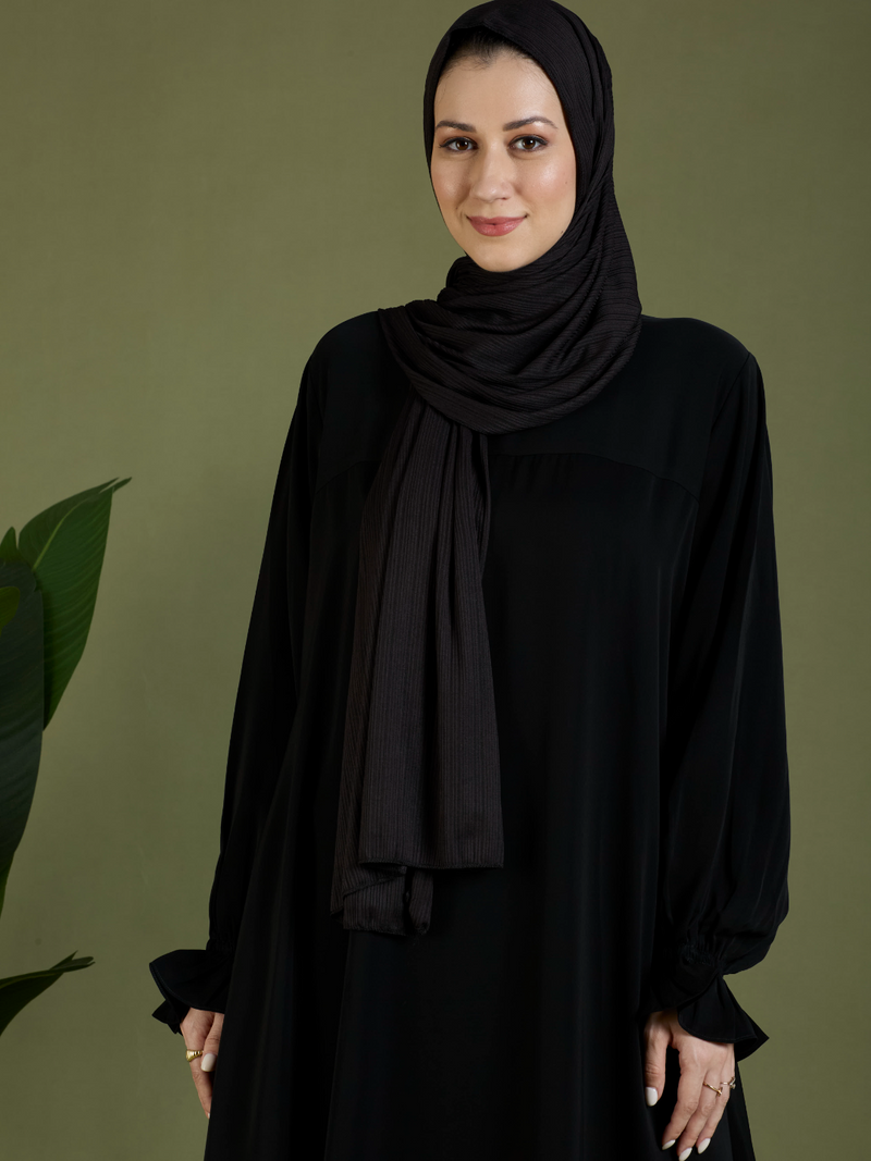 BLACK RIBBED HIJAB