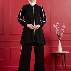 RAYA STRIPE CORD SET - JET BLACK