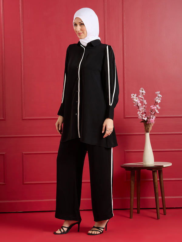 RAYA STRIPE CORD SET - JET BLACK